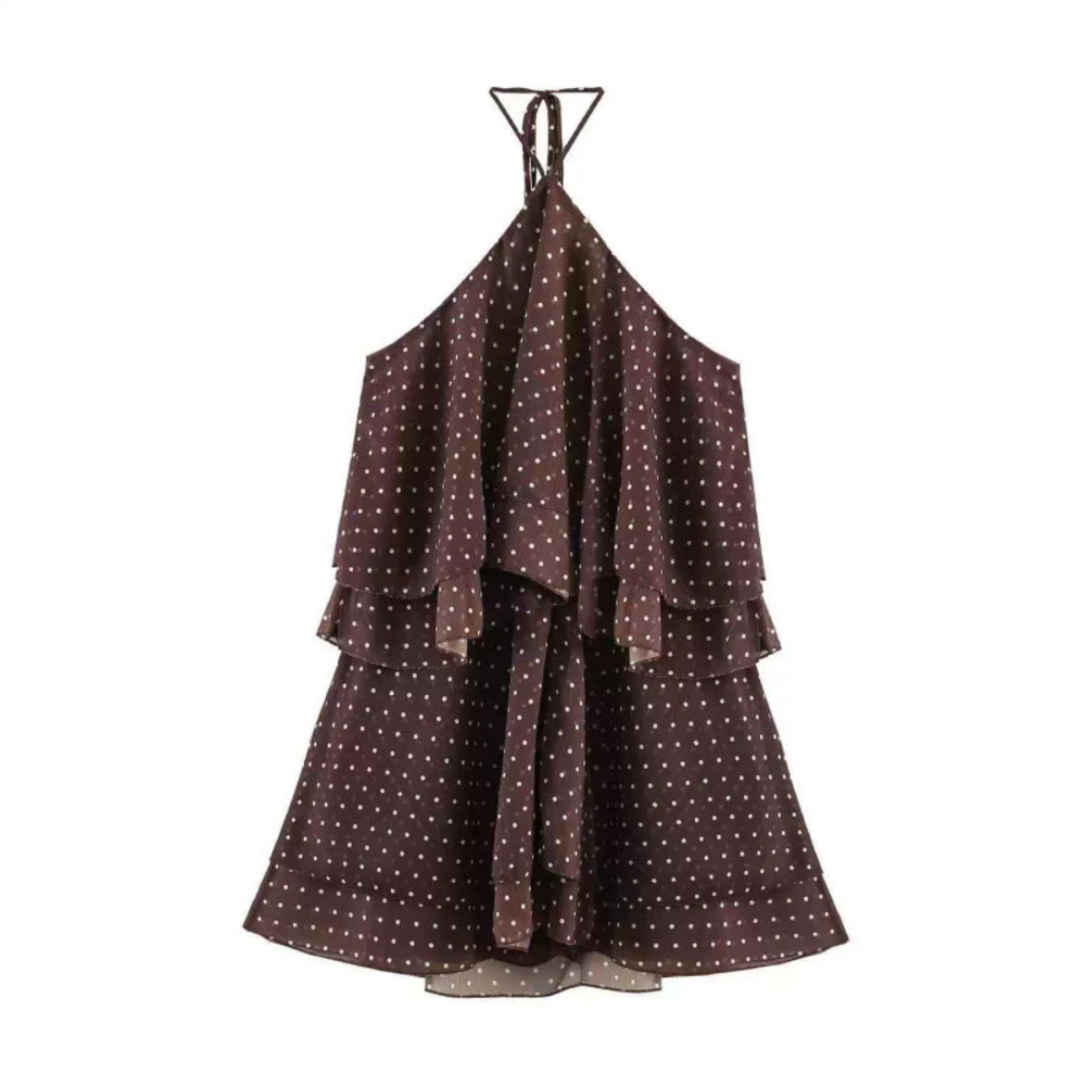 ZARA Summer Chic Polka Dot Layered Halter Neck Dress